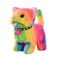 Nouveau design de jouets en peluche pour chat de marche électrique de simulation jouet pour chat en peluche électrique de couleur arc-en-ciel