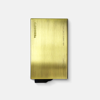 Porte-cartes de crédit et de visite multifonctionnel en aluminium doré antique Cardhoda, anti-RFID, sans fermeture, 40G Prestige