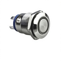 Interrupteur momentané en acier inoxydable de 12 mm, 1NO, bouton-poussoir électronique LED, étanche IP65, borne à broches, 24 VDC, systèmes industriels