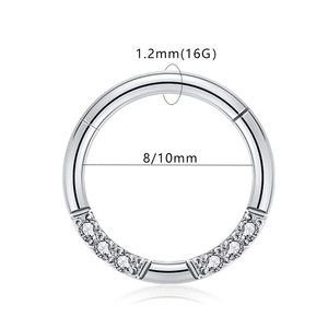Anneau de nez en acier inoxydable 316L avec strass, serti en canal rond, bijou de piercing tendance - Product Image 2