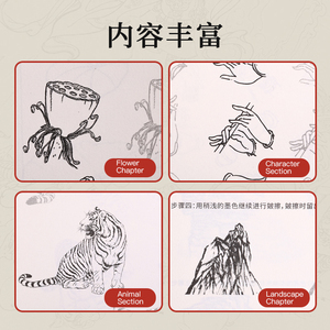 Cahier de calligraphie chinoise A4 pour débutants, bloc de pratique de <span class=keywords><strong>dessin</strong></span> au trait pour fleurs, figures et paysages - Product Image 6