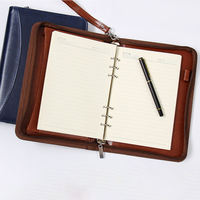 Carnet A5 en cuir durable à feuilles mobiles, multifonctionnel, avec pochette de rangement détachable à fermeture éclair, carnet de notes créatif à couverture rigide pour affaires