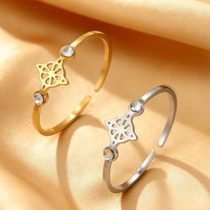 Bague ajustable Myshape Minimalism Witches Knot Zircon, géométrie sacrée, alliance en acier inoxydable, cadeau de Noël - Product Image 2