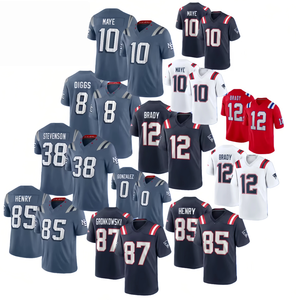 Maglie da Football Americano Cucite 2026 New England Super Bowl 10 Drake Maye 12 Tom Brady 8 Stefon Diggs per Uomo - Product Image 1
