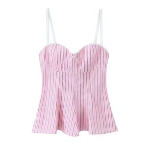 Women's Clothing Spring New Sweet Bow Poplin Sleeveless Suspender <b>Striped</b> <b>Vest</b> <b>Top</b> - Product Image 3