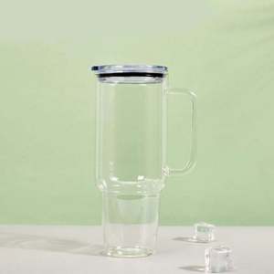 Gobelet à sublimation en verre de 16 oz, type globe à neige, transparent, à double paroi, avec couvercle PP pré-percé, moderne, pour boissons - Product Image 3