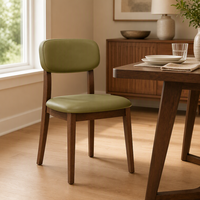 Chaise de salle à manger moderne en bois avec assise et dossier rembourrés, structure en bois massif, chaise d'appoint pour salle à manger