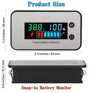 Máy kiểm tra pin 7-100V chống nước IPX7, Máy theo dõi dung lượng pin xe golf RV, Vôn kế pin hàng hải có đồng hồ đo nhiệt độ & báo động - Product Image 2