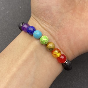 Pulsera de Piedras de <span class=keywords><strong>Lava</strong></span> Coloridas, Pulsera de Piedra Volcánica, Lapislázuli, Turquesa, Pulsera de Cristal Natural, Joyería Hecha a Mano al por Mayor - Product Image 4