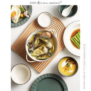 Service de vaisselle de style nordique, ensemble d'assiettes, vaisselle en porcelaine, céramique, vaisselle de table - Product Image 5