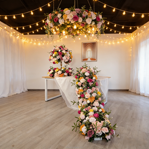 <span class=keywords><strong>Fila</strong></span> di Fiori Artificiali di Rose <span class=keywords><strong>Rosa</strong></span> di Lusso, Decorazione Floreale di Alta Qualità per Matrimoni - Product Image 4