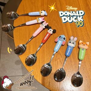 Ensemble de couverts pour enfants Mickey et Daisy, cuillère et fourchette en acier inoxydable Minniee Daisy avec boîte en PVC de dessin animé, <span class=keywords><strong>vaisselle</strong></span> pour enfants - Product Image 4