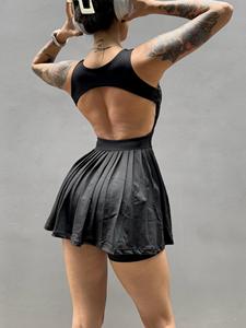 Base anti-marche Regina pour femmes en plein air course à pied Fitness Tennis jupe respirante robe de sport nue avec coussin de poitrine Logo avant - Product Image 2