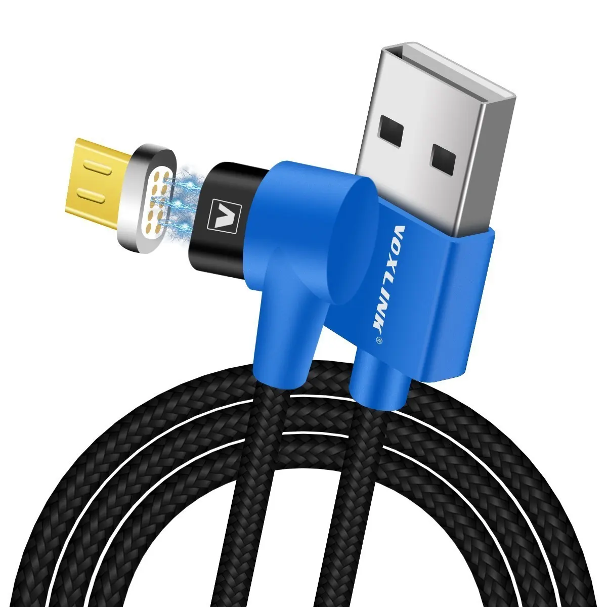 VOXLINK 일반적으로 사용되는 액세서리 및 부품 마그네틱 마이크로 USB 충전기 90 도 자석 빠른 충전 케이블 데이터 라인