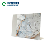 Panel Dinding PVC Marmer Glossy Geometris Modern Tahan Air 1220*2440*3mm untuk Dekorasi Hotel & Rumah Tangga
