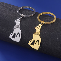 Porte-clés Myshape en forme de chat de l'Égypte ancienne, pendentif de protection de la déesse égyptienne Bastet, en acier inoxydable, bijoux de mode pour couple