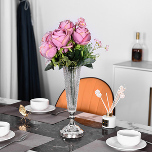 Jarrón Decorativo de Vidrio y Metal de Estilo Europeo, para Mesa, Decoración Costera para Sala de Estar, Dormitorio, Bodas, Florero Decorativo - Product Image 3