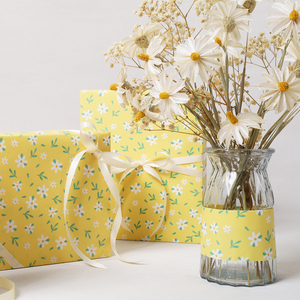 Factory Bulk Yellow Ditsy Daisy Wrapping Paper Cheap Biodegradable <b>Gift</b> <b>Wrap</b> For Stationery Store Florist Wholesale Supplier - Product Image 3