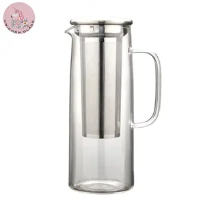 1200ml/42oz 이동할 수 있는 스테인리스 Infuser 높은 붕규산 유리 아이스 티 메이커를 가진 찬 양조주 커피 메이커