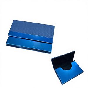 ที่ใส่บัตรธุรกิจโลหะสแตนเลสสีน้ำเงินกรมท่าและสีม่วง พร้อมโลโก้สั่งทำ ของขวัญส่งเสริมการขายทำมือสำหรับผู้ชาย - Product Image 1