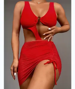 2022 Summer new style women one piece swimwear sexy high waist bikini hot two piece bikini with coverup