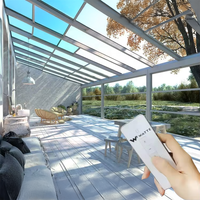 Système motorisé moderne de toit coulissant en aluminium Véranda de jardin extérieure Fenêtre de toit en verre rétractable électrique Puits de lumière