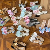 Chaussons à talons hauts pour femmes, nouvelle conception estivale, fleurs fines, tongs, vente directe d'usine, Europe, États-Unis