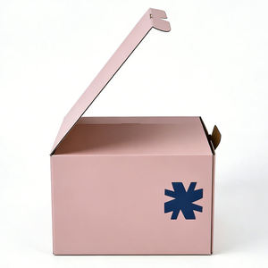 <b>Pink</b> Self Erecting Paperboard <b>Box</b> With Handle And UV Printed Logo For <b>Gift</b> And Craft Use - Product Image 3