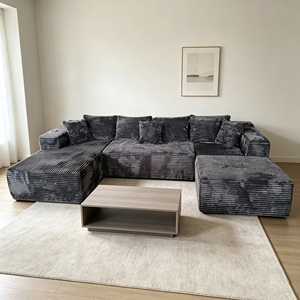 Juego de Sofás Modernos y Económicos de Esponja de Alta Densidad, Sofá Seccional Grande, Sofá en Forma de U, Muebles para Sala de Estar de Villa - Product Image 6