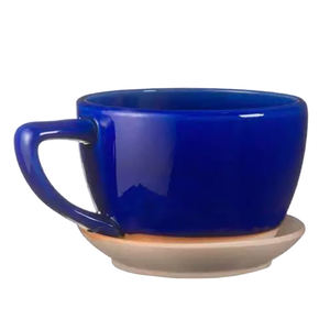 Tazza da Tè Vintage in Cemento Rustico Primitivo Personalizzata, Vaso per Fiori all'Ingrosso, Tazza da Caffè in Ceramica a Forma di Mug con Piattino - Product Image 1