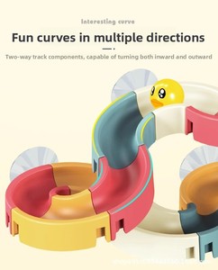 DIY Waterwheel/Wheel Type Plastic Bath Toy for Kids 2-4 Years Assemble Tracks Marbles <strong>Slides</strong> Educational Fun Rubber <strong>Ducks</strong> - Product Image 5