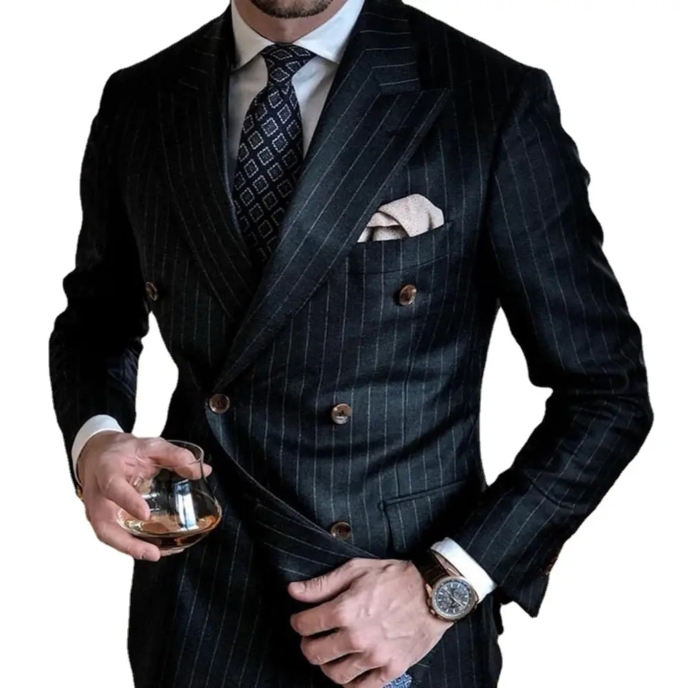 2022 New arrival fashion striped formal lapel slim fit business blazer long sleeved gentleman classic casual suit men clothing