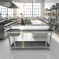 Évier autoportant à cuve unique en acier inoxydable 304 européen, certifié NSF, robuste, pour cuisines industrielles et commerciales, OEM ODM