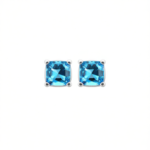 Boucles d'oreilles clous en topaze E607, serti griffe géométrique, bijoux classiques en cristal pour femme - Product Image 1
