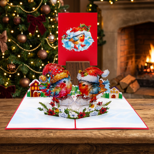 Gnomes de Noël en papier lavable faits à la main, personnalisables (couleur et taille), best-seller, tendance, cadeau Hanoï, carte pop-up animale - Product Image 1