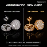 Boucles d'oreilles clous en laiton plaqué or rose, micro-pavé de zircone cubique (CZ), style hip-hop, pour rappeur, pour un look très imposant, idéales pour les fêtes