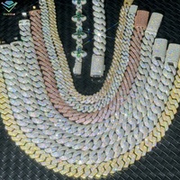 Collar de Diamantes Moissanite VVS de 5-6 Hileras, Estilo Hip-hop, Cadena Cubana con Acabado Plateado para Hombre