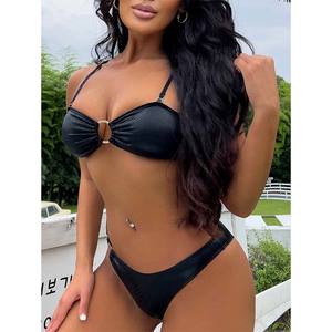 Hot Sale Sexy Solid Snake Skin Muster druckt Metallring Zweiteiliges <span class=keywords><strong>Bikini</strong></span>-Set Beach wear Halfter Badeanzug Custom Women Swimwear - Product Image 4