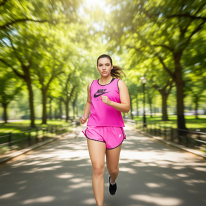 Débardeur de course Nike pour femme, grande taille, rose et noir, technologie Air, sans manches, col rond, tricoté, ensemble de vêtements de sport printemps-été - Product Image 2