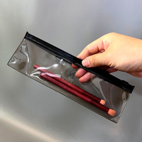 Sac de rangement transparent en PVC noir pour bijoux et cosmétiques, mini pochette zippée en plastique pour colliers et bagues