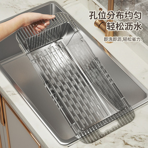 ตะกร้ากรองน้ำแบบปรับได้ 3-in-1 สำหรับวางเหนืออ่างล้างจาน ล้าง-กรอง-ตาก - Product Image 4