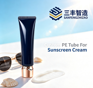 Luxury Black LDPE Essential Oil Cosmetic Squeeze Tube with Gold Electroplated Screw Cap - Product Image 1