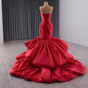 Jancember 241137 Belle Satin Plis Mince Sirène Robes De Soirée Avec Arc - Product Image 5