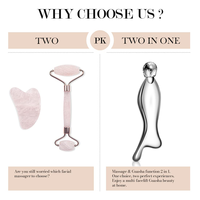 Outils de soin du visage Gua Sha 5 en 1 personnalisés en usine, en alliage de zinc, pour usage quotidien, massage, élimination des rides, rouleau facial