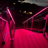 Rampe en verre sur mesure pour yacht avec éclairage LED, main courante en acier inoxydable, garde-corps de sécurité, balustrade en verre pour bâtiment côtier