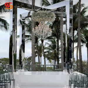 Chuppah de mariage en plein air lisse, salle de banquet, mandap moderne, porte en métal blanche, grande porte en forme de croix, arche de mariage, décoration de fond - Product Image 5