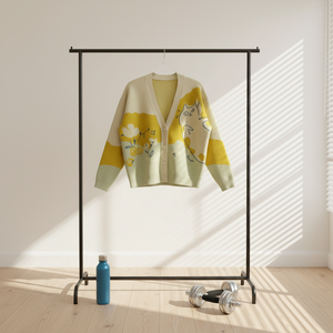 Fresh Color Block <strong>cat</strong> Knit <strong>Cardigan</strong> for Women Yellow Light Green V-neck Loose Casual Literary Style Button Sweater j - Product Image 4
