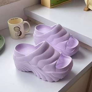 Mules ouvertes pour femme, idéales pour l'extérieur printemps-automne-hiver, à semelle épaisse, double couche, en laine et coton, chaudes et douillettes - Product Image 5