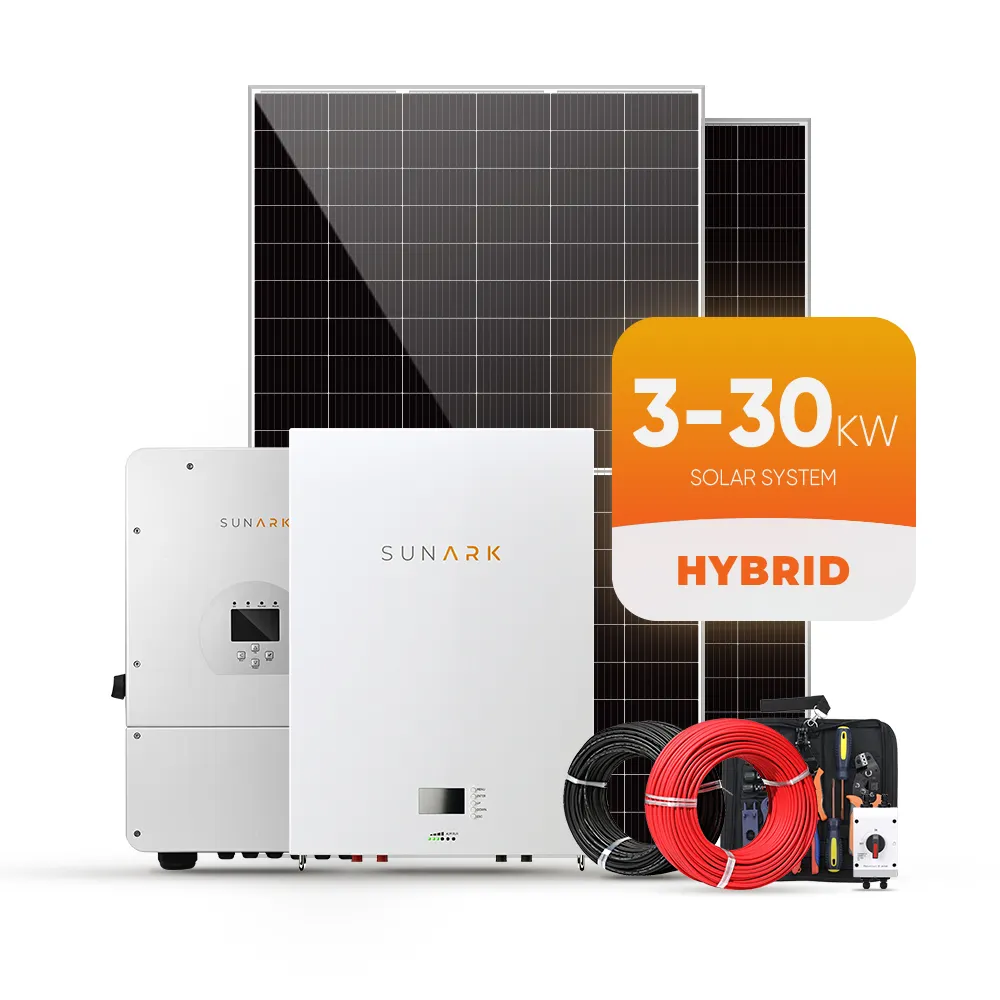 Sunark hibrid kapalı ızgara güneş enerjisi sistemi 5Kw 10Kw 20Kw 30Kw komple güneş enerjisi sistemleri ev fotovoltaik