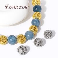 Perles d'espacement rondes creuses plaquées or 18 carats de haute qualité pour la fabrication de bracelets et de colliers, accessoires de bijoux DIY